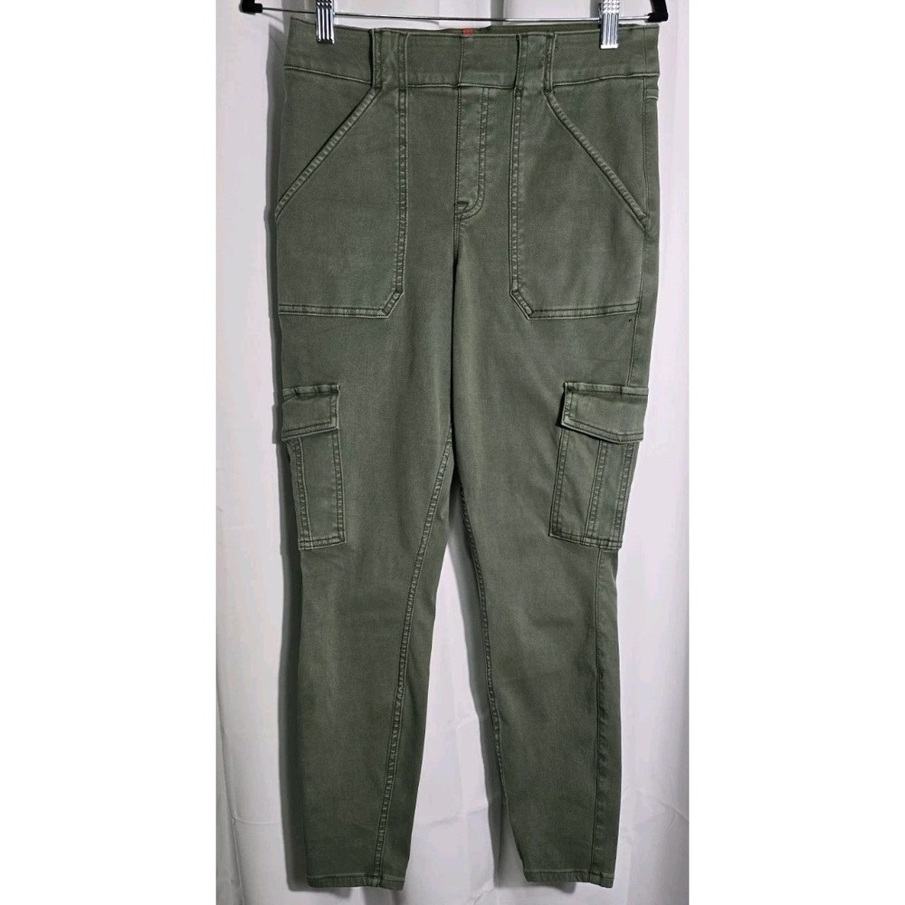 Spanx Stretch Twill Ankle Cargo‎ Pant Women's Sze L Sage Green Skinny Streetwear
